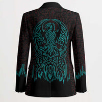 Viking Warrior Helm Blazer Neon Tribal Linework and Runic Pattern Art