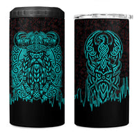 Viking Warrior Helm 4 in 1 Can Cooler Tumbler Neon Tribal Linework and Runic Pattern Art