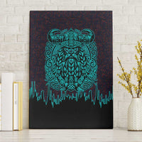 Viking Warrior Helm Canvas Wall Art Neon Tribal Linework and Runic Pattern Art