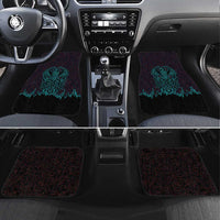 Viking Warrior Helm Car Mats Neon Tribal Linework and Runic Pattern Art