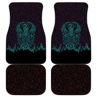 Viking Warrior Helm Car Mats Neon Tribal Linework and Runic Pattern Art