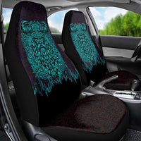 Viking Warrior Helm Car Seat Cover Neon Tribal Linework and Runic Pattern Art