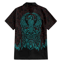 Viking Warrior Helm Hawaiian Shirt Neon Tribal Linework and Runic Pattern Art