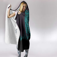 Viking Warrior Helm Hooded Blanket Neon Tribal Linework and Runic Pattern Art