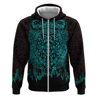 Viking Warrior Helm Hoodie Neon Tribal Linework and Runic Pattern Art