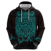 Viking Warrior Helm Hoodie Neon Tribal Linework and Runic Pattern Art