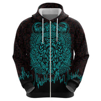 Viking Warrior Helm Hoodie Neon Tribal Linework and Runic Pattern Art