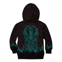 Viking Warrior Helm Kid Hoodie Neon Tribal Linework and Runic Pattern Art
