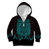 Viking Warrior Helm Kid Hoodie Neon Tribal Linework and Runic Pattern Art