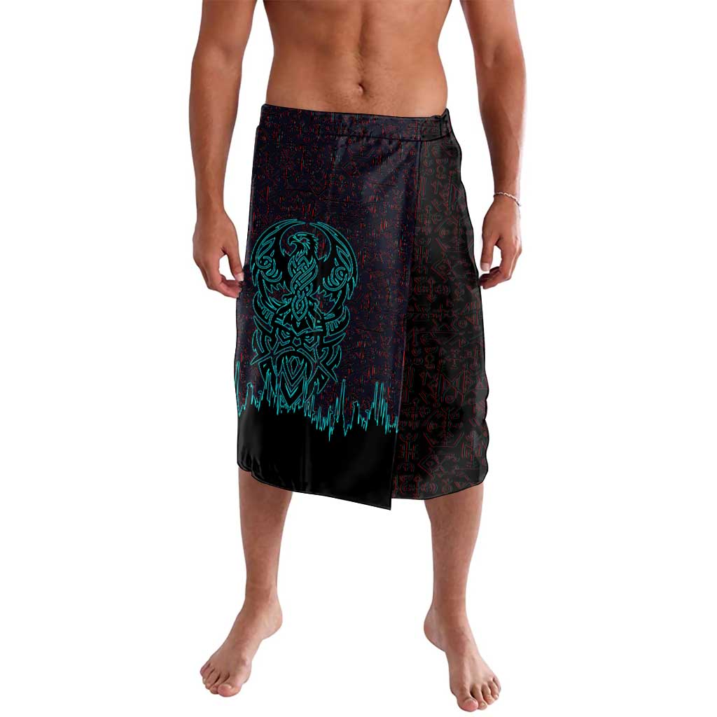 Viking Warrior Helm Lavalava Neon Tribal Linework and Runic Pattern Art