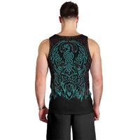 Viking Warrior Helm Men Tank Top Neon Tribal Linework and Runic Pattern Art