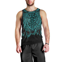 Viking Warrior Helm Men Tank Top Neon Tribal Linework and Runic Pattern Art
