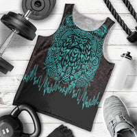Viking Warrior Helm Men Tank Top Neon Tribal Linework and Runic Pattern Art