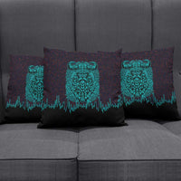 Viking Warrior Helm Pillow Cover Neon Tribal Linework and Runic Pattern Art