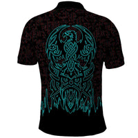 Viking Warrior Helm Polo Shirt Neon Tribal Linework and Runic Pattern Art