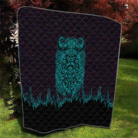 Viking Warrior Helm Quilt Neon Tribal Linework and Runic Pattern Art