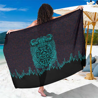 Viking Warrior Helm Sarong Neon Tribal Linework and Runic Pattern Art
