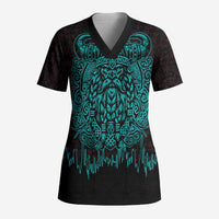 Viking Warrior Helm Scrub Top Neon Tribal Linework and Runic Pattern Art