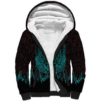 Viking Warrior Helm Sherpa Hoodie Neon Tribal Linework and Runic Pattern Art