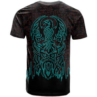 Viking Warrior Helm T Shirt Neon Tribal Linework and Runic Pattern Art