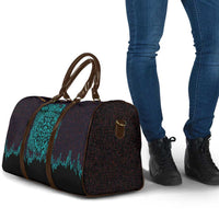 Viking Warrior Helm Travel Bag Neon Tribal Linework and Runic Pattern Art