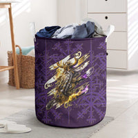 Odin Allfather Viking Laundry Basket Epic Norse Mythology Illustration with Runic Circle Art