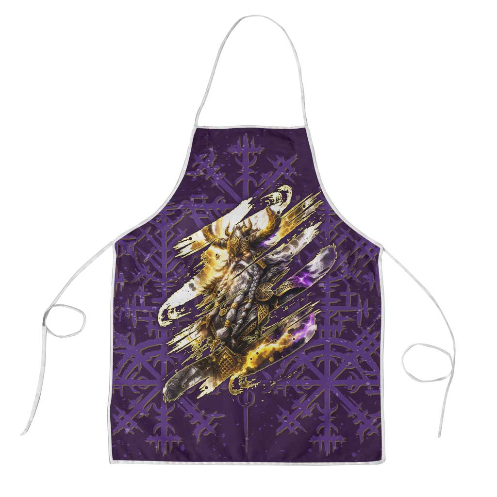 Odin Allfather Viking Apron Epic Norse Mythology Illustration with Runic Circle Art