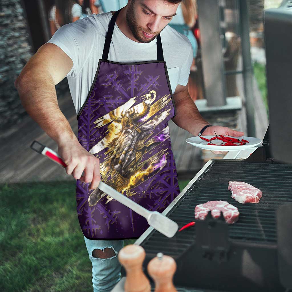 Odin Allfather Viking Apron Epic Norse Mythology Illustration with Runic Circle Art