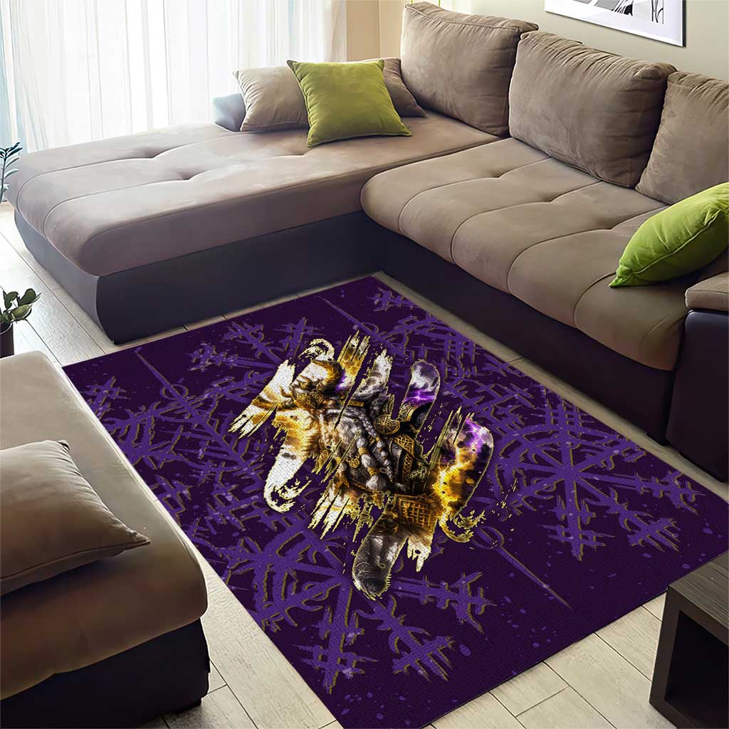 Odin Allfather Viking Area Rug Epic Norse Mythology Illustration with Runic Circle Art