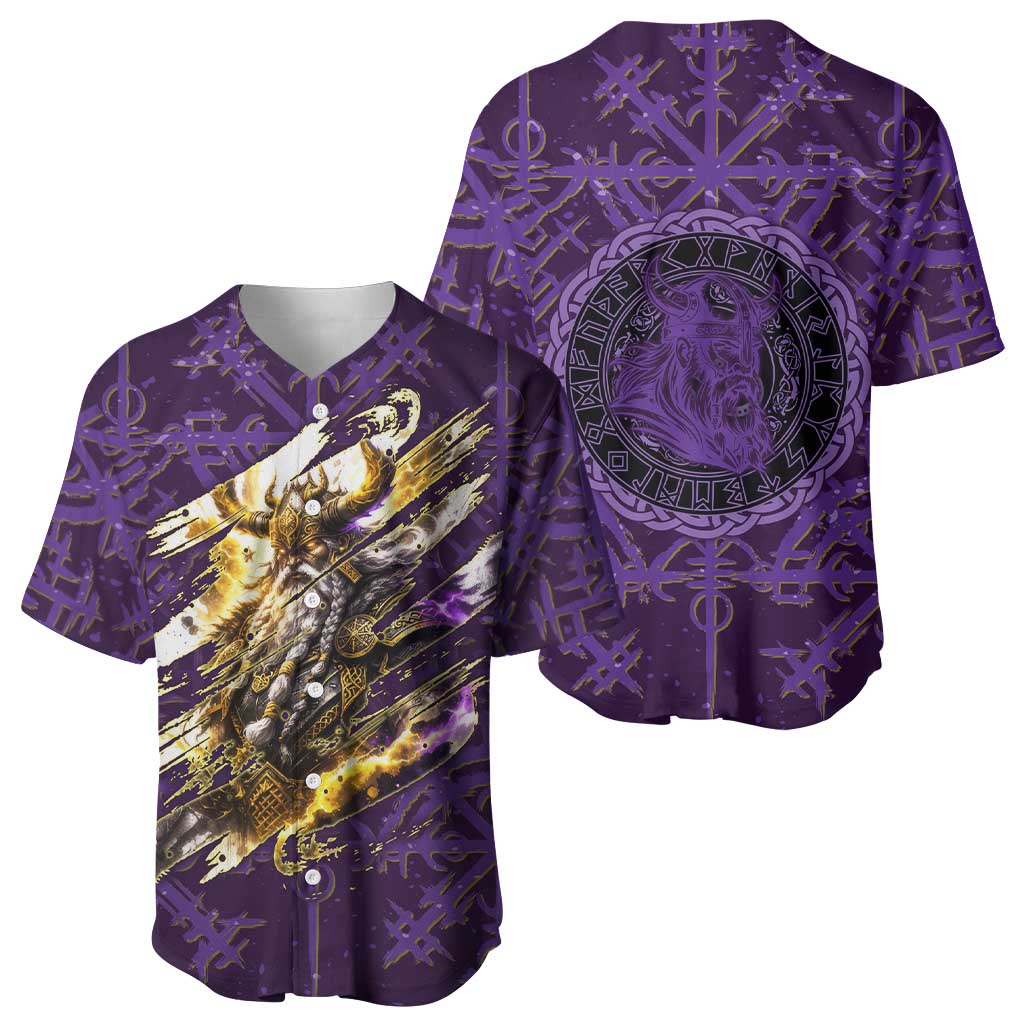 Odin Allfather Viking Baseball Jersey Epic Norse Mythology Illustration with Runic Circle Art