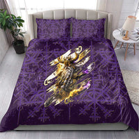 Odin Allfather Viking Bedding Set Epic Norse Mythology Illustration with Runic Circle Art