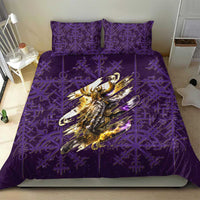 Odin Allfather Viking Bedding Set Epic Norse Mythology Illustration with Runic Circle Art