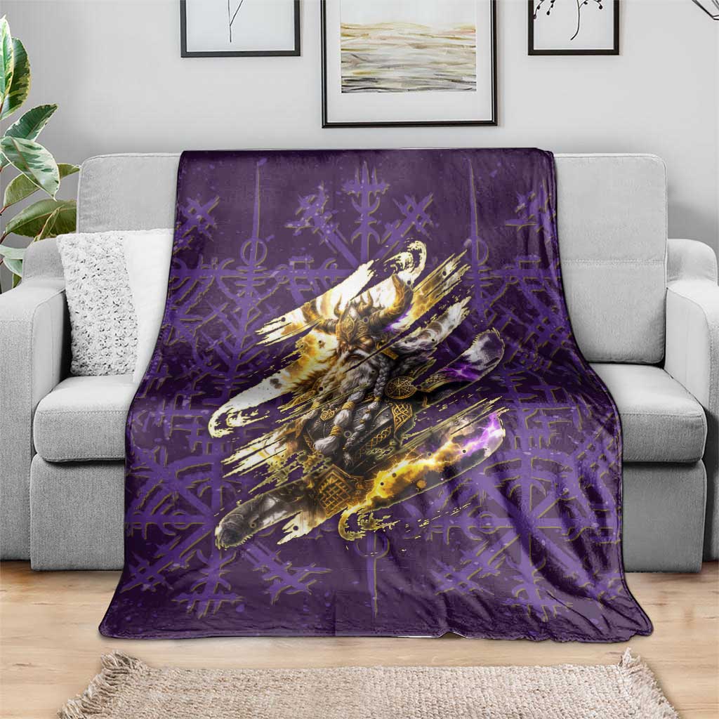 Odin Allfather Viking Blanket Epic Norse Mythology Illustration with Runic Circle Art