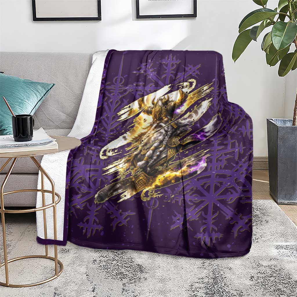 Odin Allfather Viking Blanket Epic Norse Mythology Illustration with Runic Circle Art