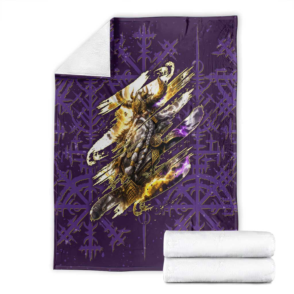 Odin Allfather Viking Blanket Epic Norse Mythology Illustration with Runic Circle Art