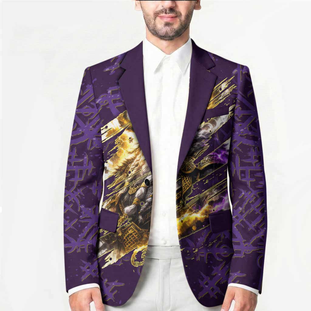 Odin Allfather Viking Blazer Epic Norse Mythology Illustration with Runic Circle Art