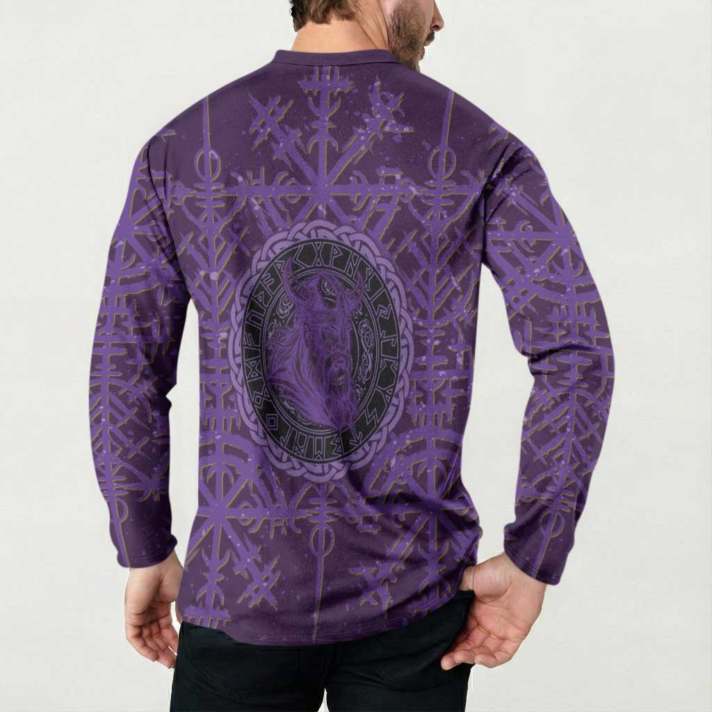 Odin Allfather Viking Button Sweatshirt Epic Norse Mythology Illustration with Runic Circle Art