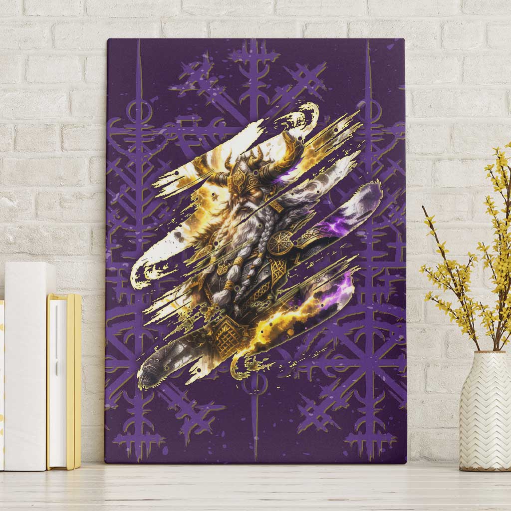 Odin Allfather Viking Canvas Wall Art Epic Norse Mythology Illustration with Runic Circle Art