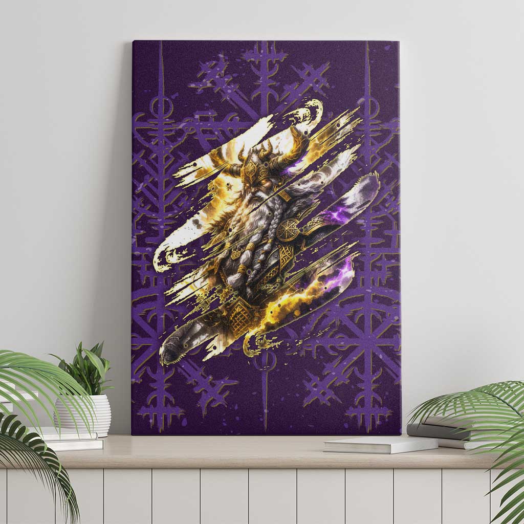 Odin Allfather Viking Canvas Wall Art Epic Norse Mythology Illustration with Runic Circle Art