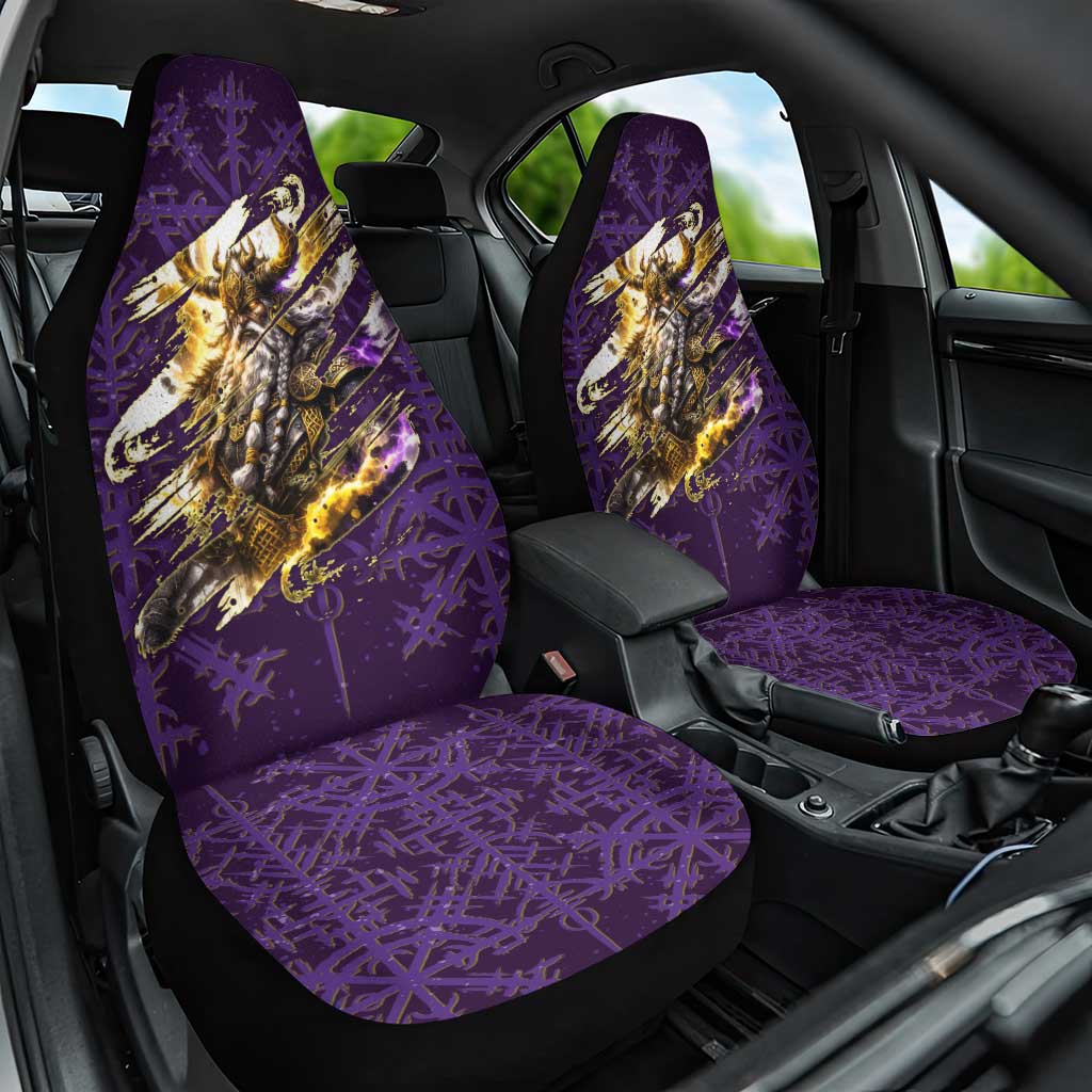 Odin Allfather Viking Car Seat Cover Epic Norse Mythology Illustration with Runic Circle Art