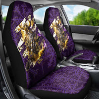 Odin Allfather Viking Car Seat Cover Epic Norse Mythology Illustration with Runic Circle Art