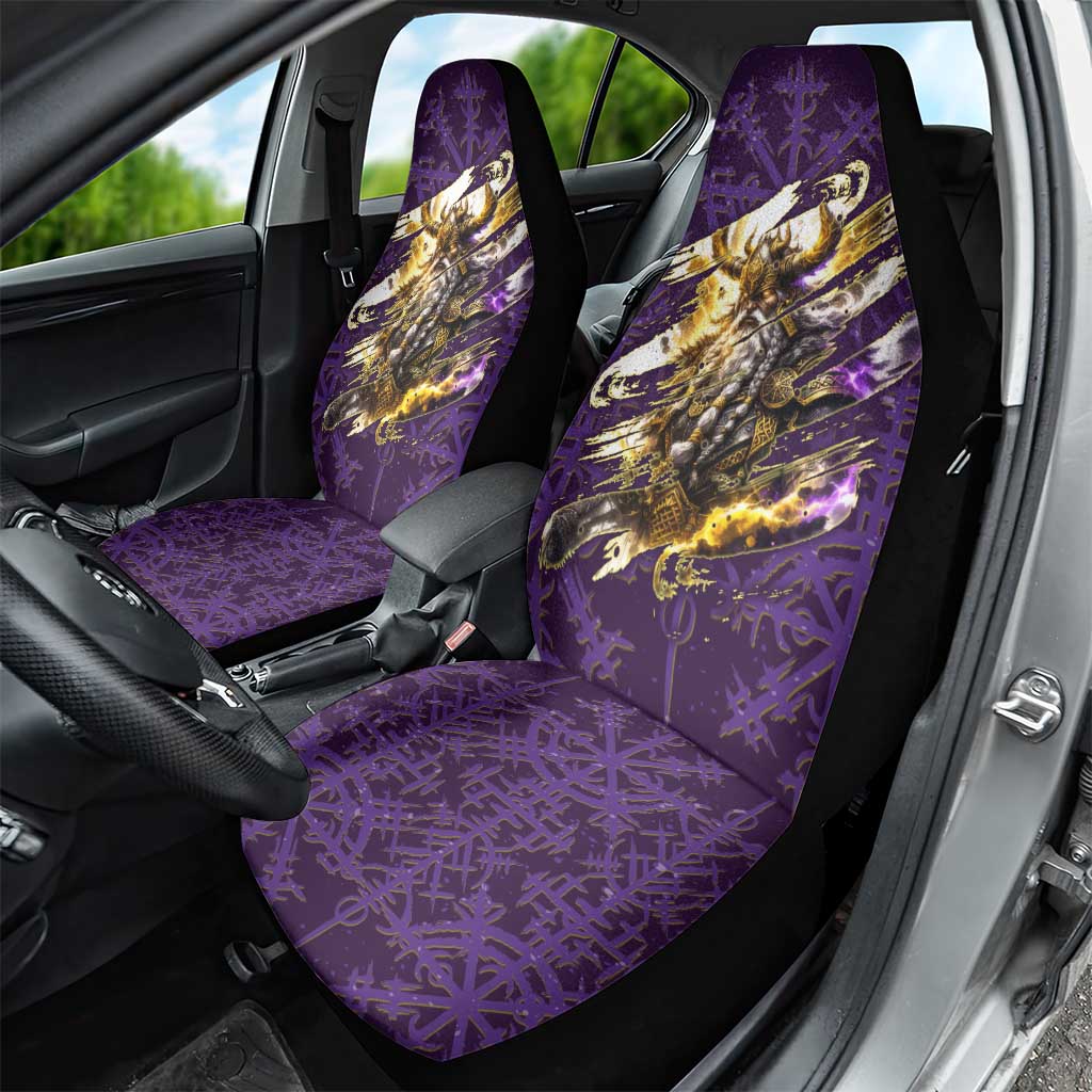 Odin Allfather Viking Car Seat Cover Epic Norse Mythology Illustration with Runic Circle Art