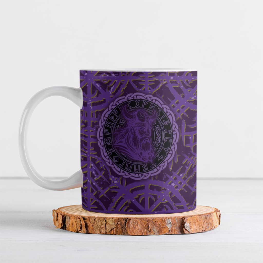 Odin Allfather Viking Ceramic Mug Epic Norse Mythology Illustration with Runic Circle Art