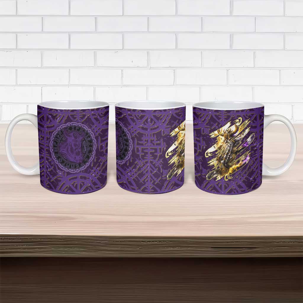 Odin Allfather Viking Ceramic Mug Epic Norse Mythology Illustration with Runic Circle Art