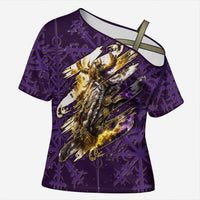 Odin Allfather Viking Cross Shoulder Shirt Epic Norse Mythology Illustration with Runic Circle Art