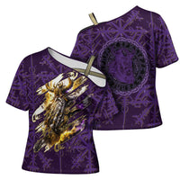 Odin Allfather Viking Cross Shoulder Shirt Epic Norse Mythology Illustration with Runic Circle Art