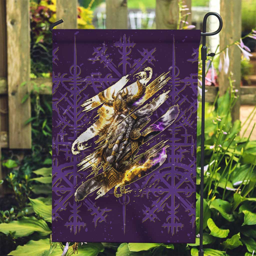 Odin Allfather Viking Garden Flag Epic Norse Mythology Illustration with Runic Circle Art