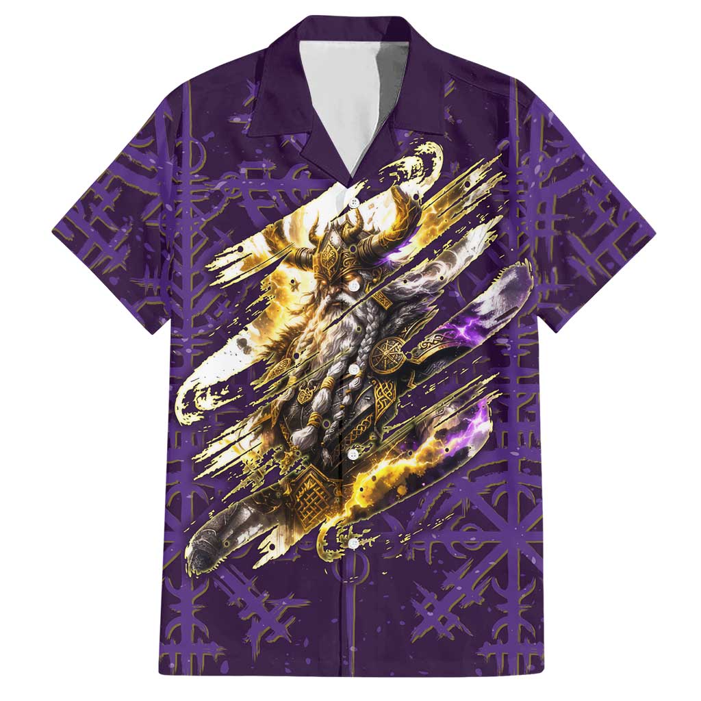 Odin Allfather Viking Hawaiian Shirt Epic Norse Mythology Illustration with Runic Circle Art