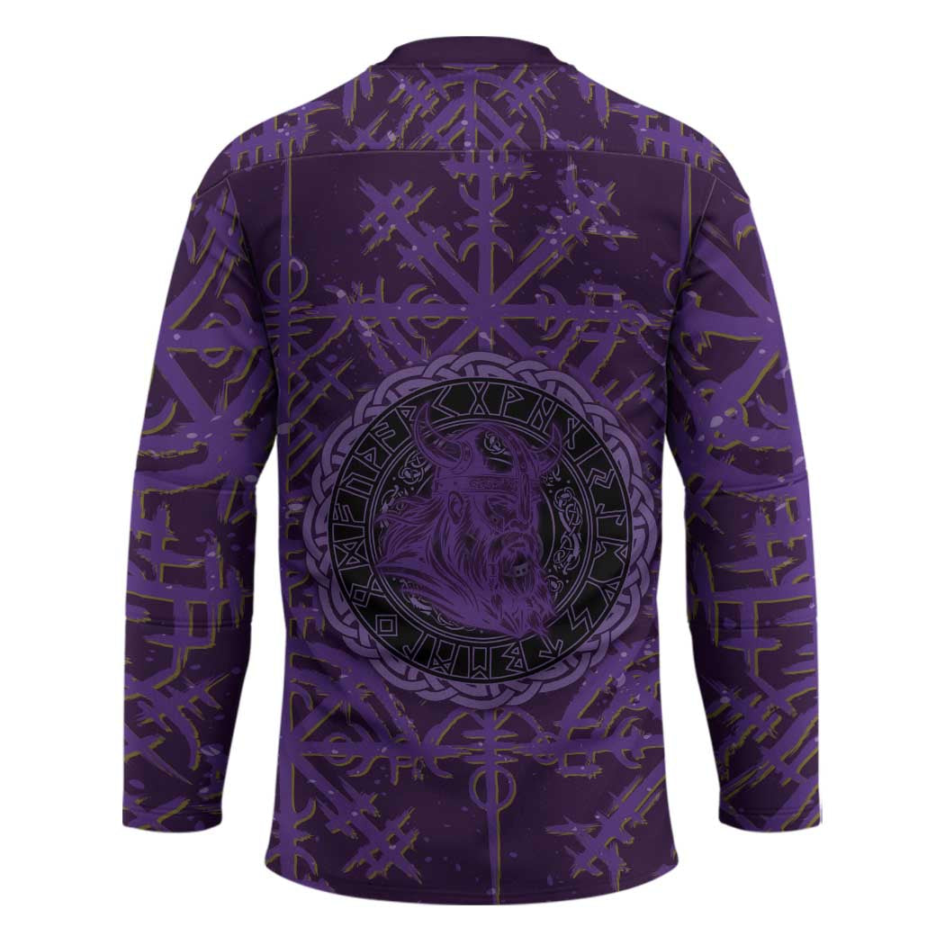 Odin Allfather Viking Hockey Jersey Epic Norse Mythology Illustration with Runic Circle Art