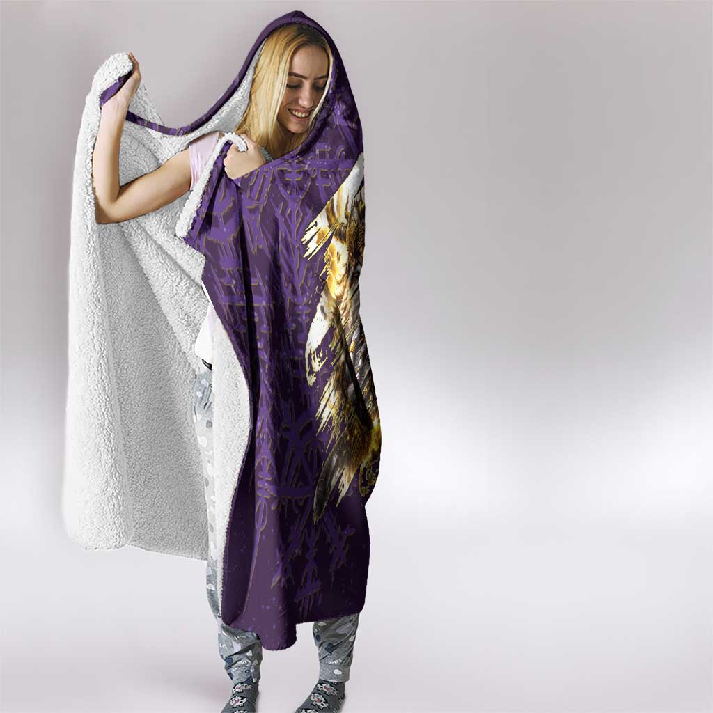 Odin Allfather Viking Hooded Blanket Epic Norse Mythology Illustration with Runic Circle Art